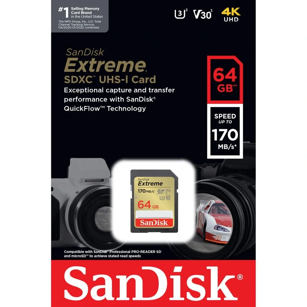SanDisk Black and Red 64GB SDXC UHS-I Memory Card